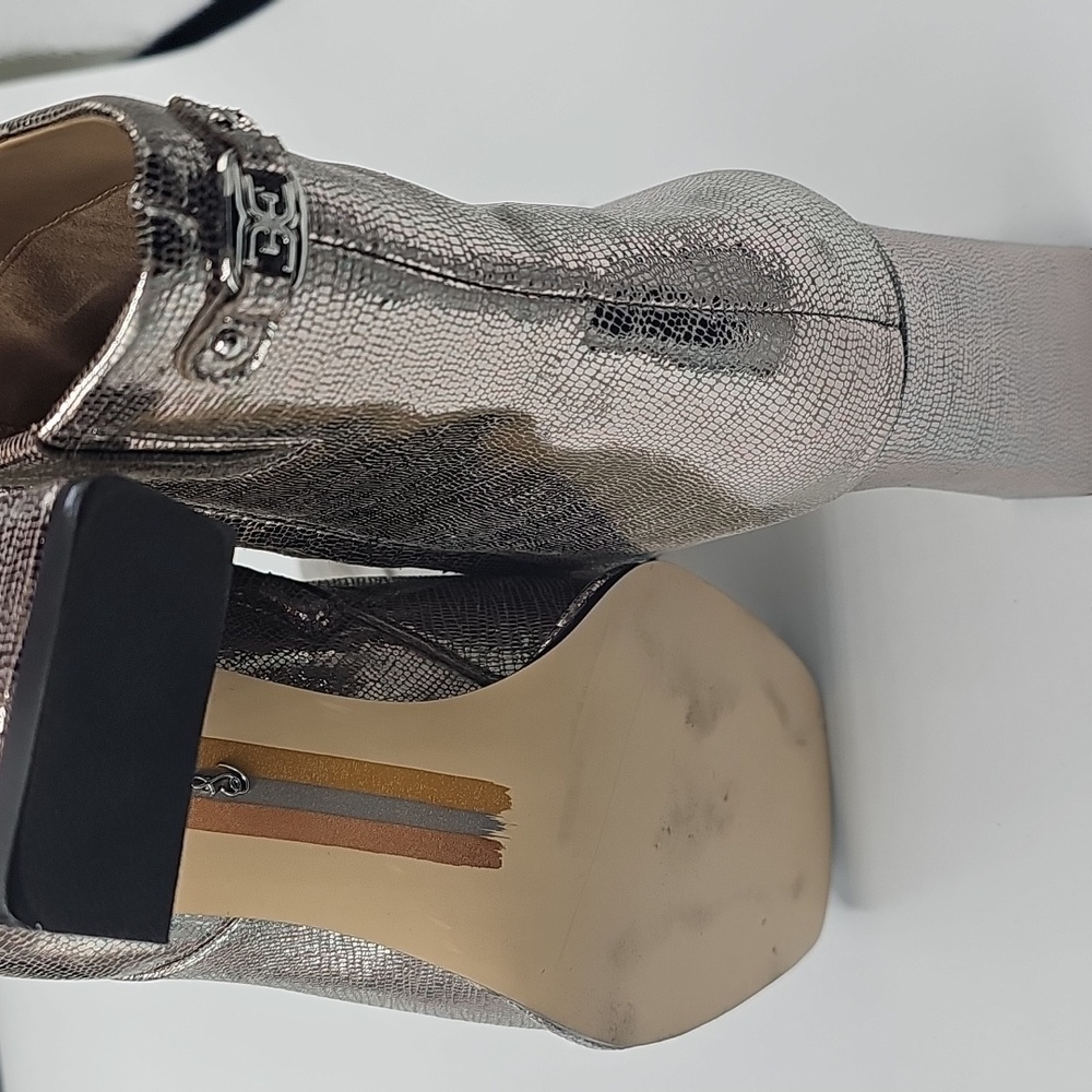 Shimmering Silver Ankle Booties with Square Toe - Picture 4 of 6